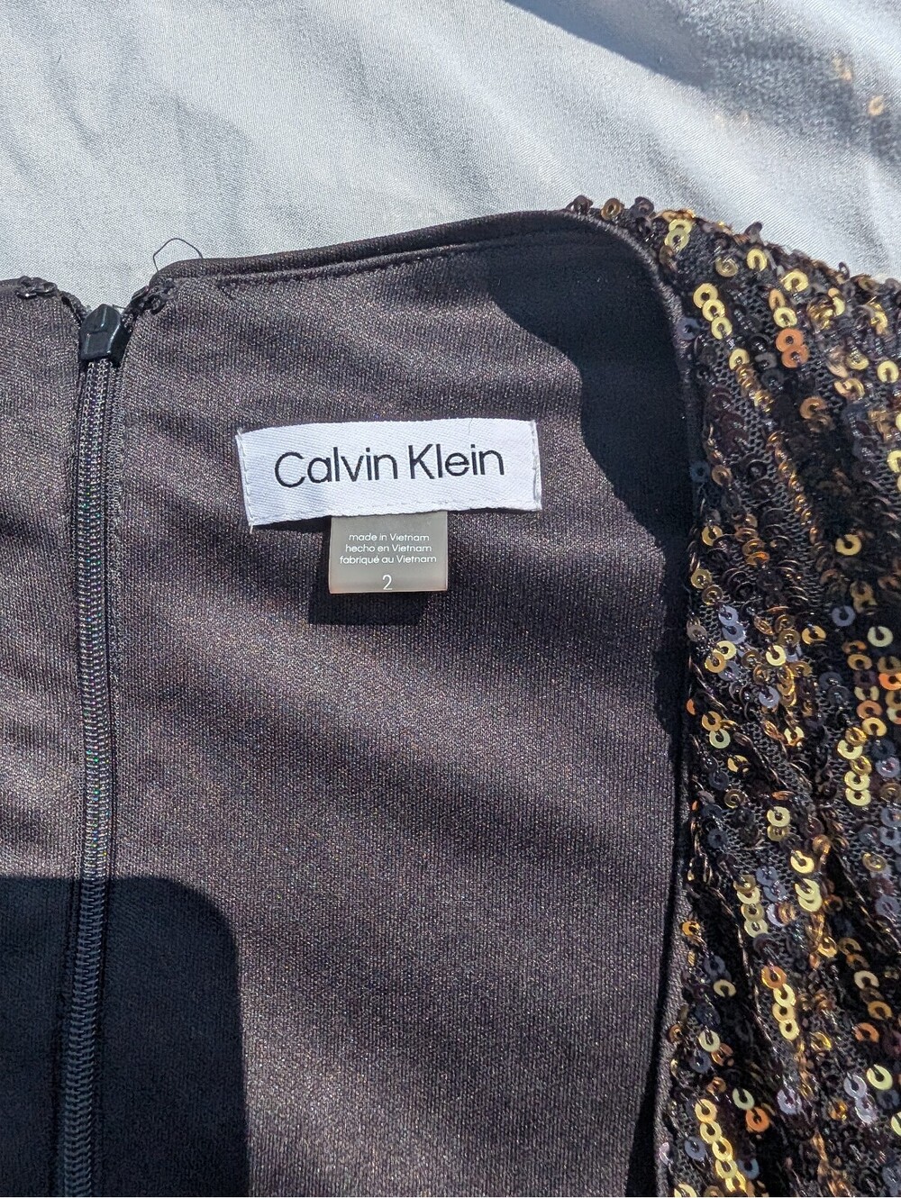 Calvin Klein Women's Black & Gold Sequin Dress – Size 2